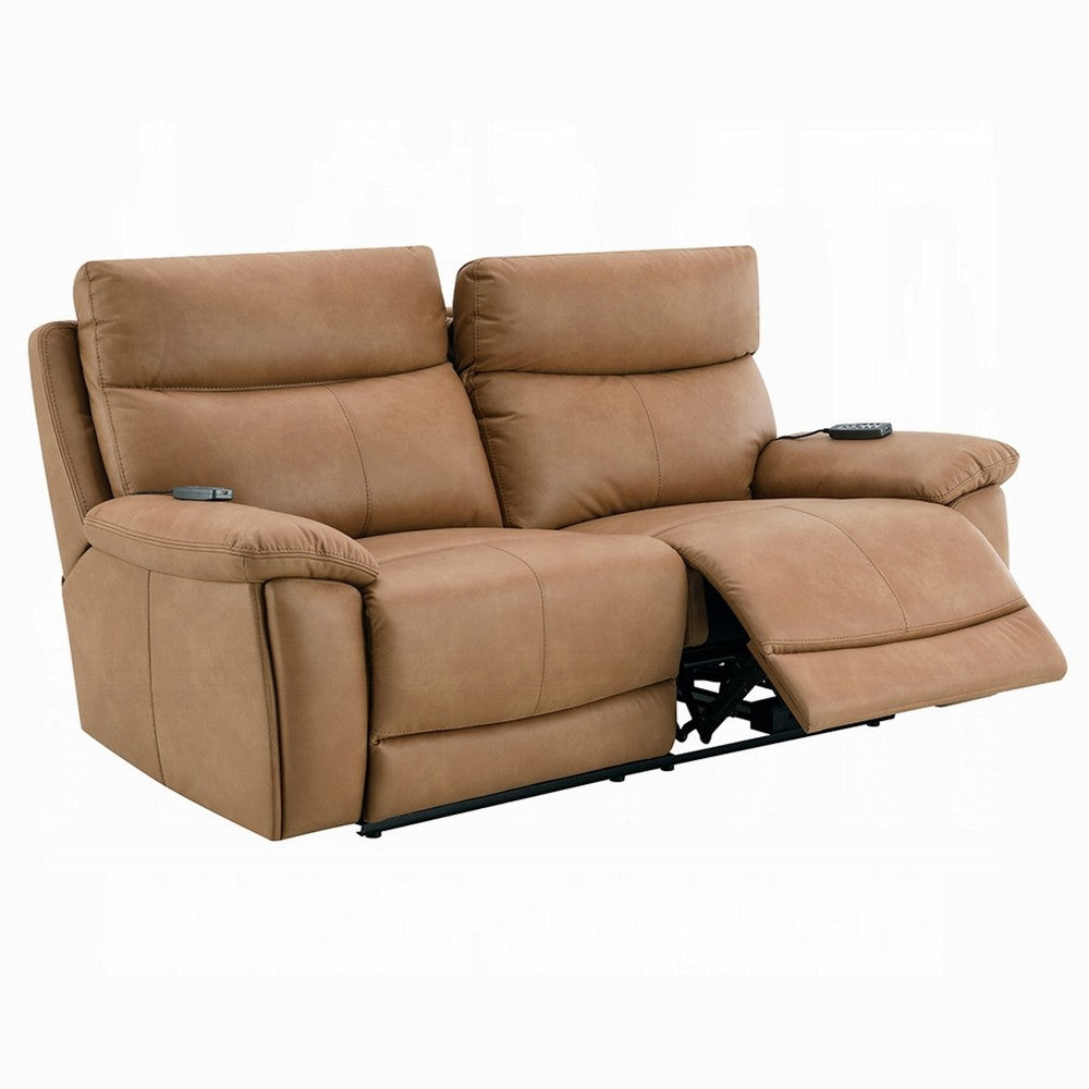 Kima Power Motion Recliner Loveseat | Brown Leather Aire | 76"