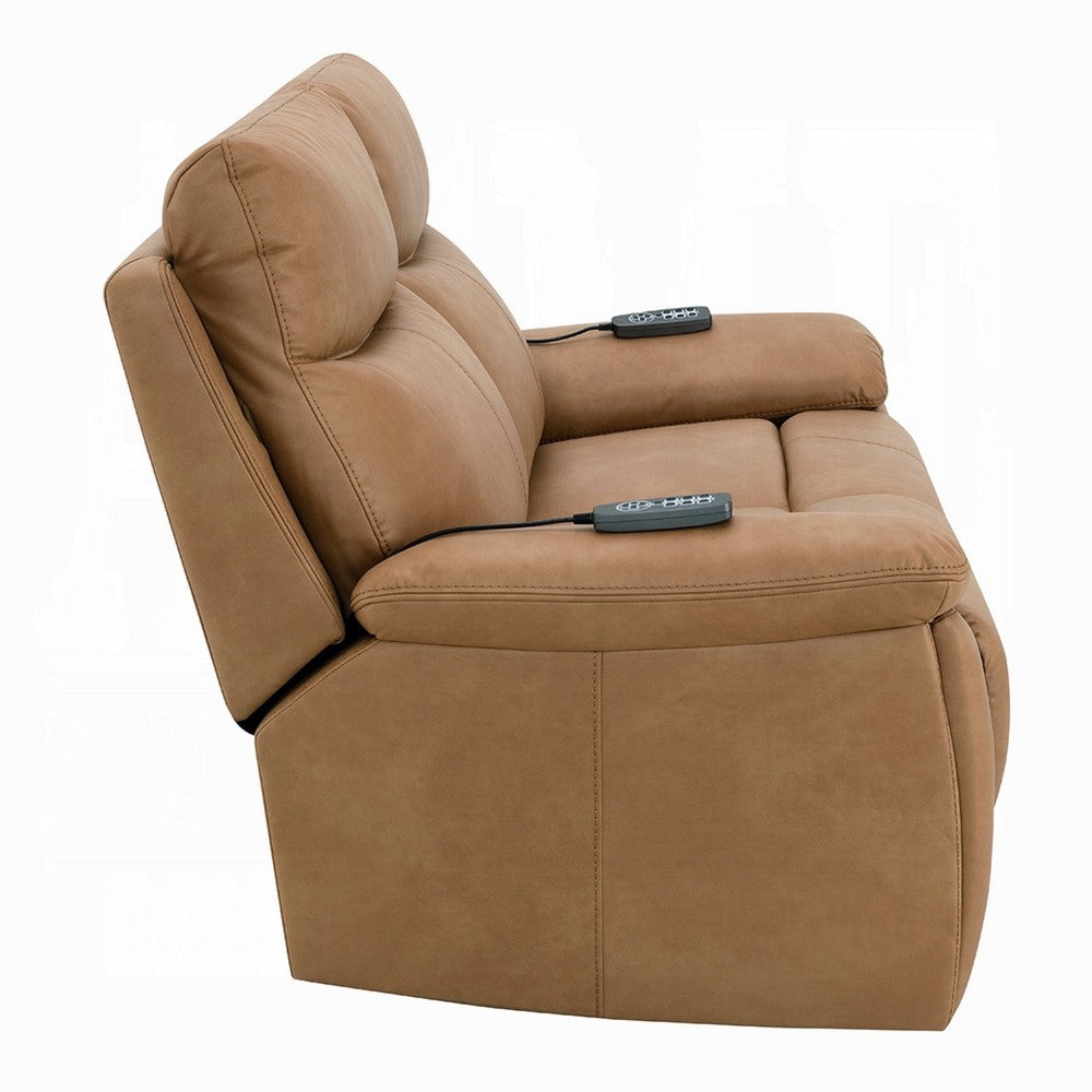 Kima Power Motion Recliner Loveseat | Brown Leather Aire | 76"