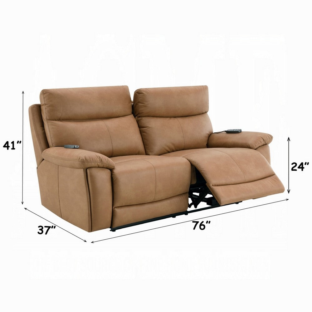 Kima Power Motion Recliner Loveseat | Brown Leather Aire | 76"
