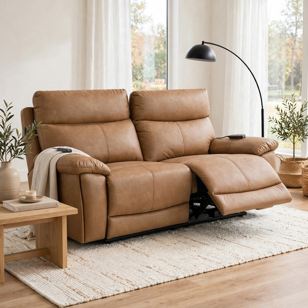 Kima Power Motion Recliner Loveseat | Brown Leather Aire | 76"