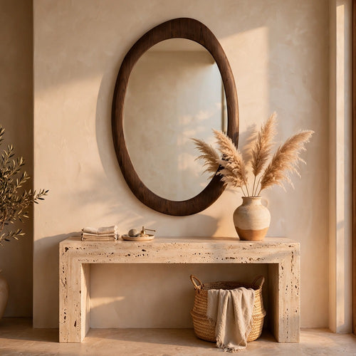Sima Decorative Wall Mirror | Dark Brown | 32x47 Organic Asymmetrical Shape