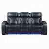 Pera Power Recliner Sofa with Dropdown Table | Black Leather Aire | 86"