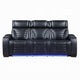 Pera Power Recliner Sofa with Dropdown Table | Black Leather Aire | 86"