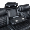Pera Power Recliner Sofa with Dropdown Table | Black Leather Aire | 86"