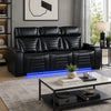 Pera Power Recliner Sofa with Dropdown Table | Black Leather Aire | 86"