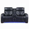 Pera Power Motion Loveseat with Console | Black Leather Aire | 75"