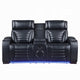 Pera Power Motion Loveseat with Console | Black Leather Aire | 75"