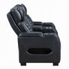 Pera Power Motion Loveseat with Console | Black Leather Aire | 75"