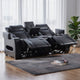 Pera Power Motion Loveseat with Console | Black Leather Aire | 75"