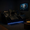 Pera Power Motion Loveseat with Console | Black Leather Aire | 75"