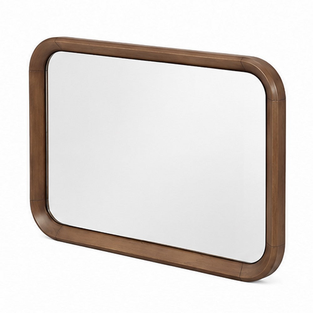 Hima Decorative Wall Accent Mirror | Curved Edges | 31x45 Walnut Brown