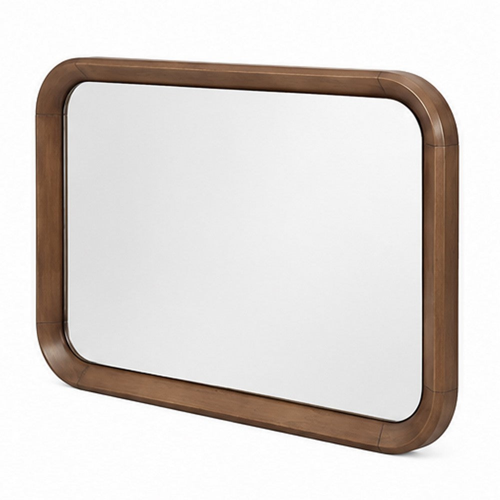 Hima Decorative Wall Accent Mirror | Curved Edges | 31x45 Walnut Brown