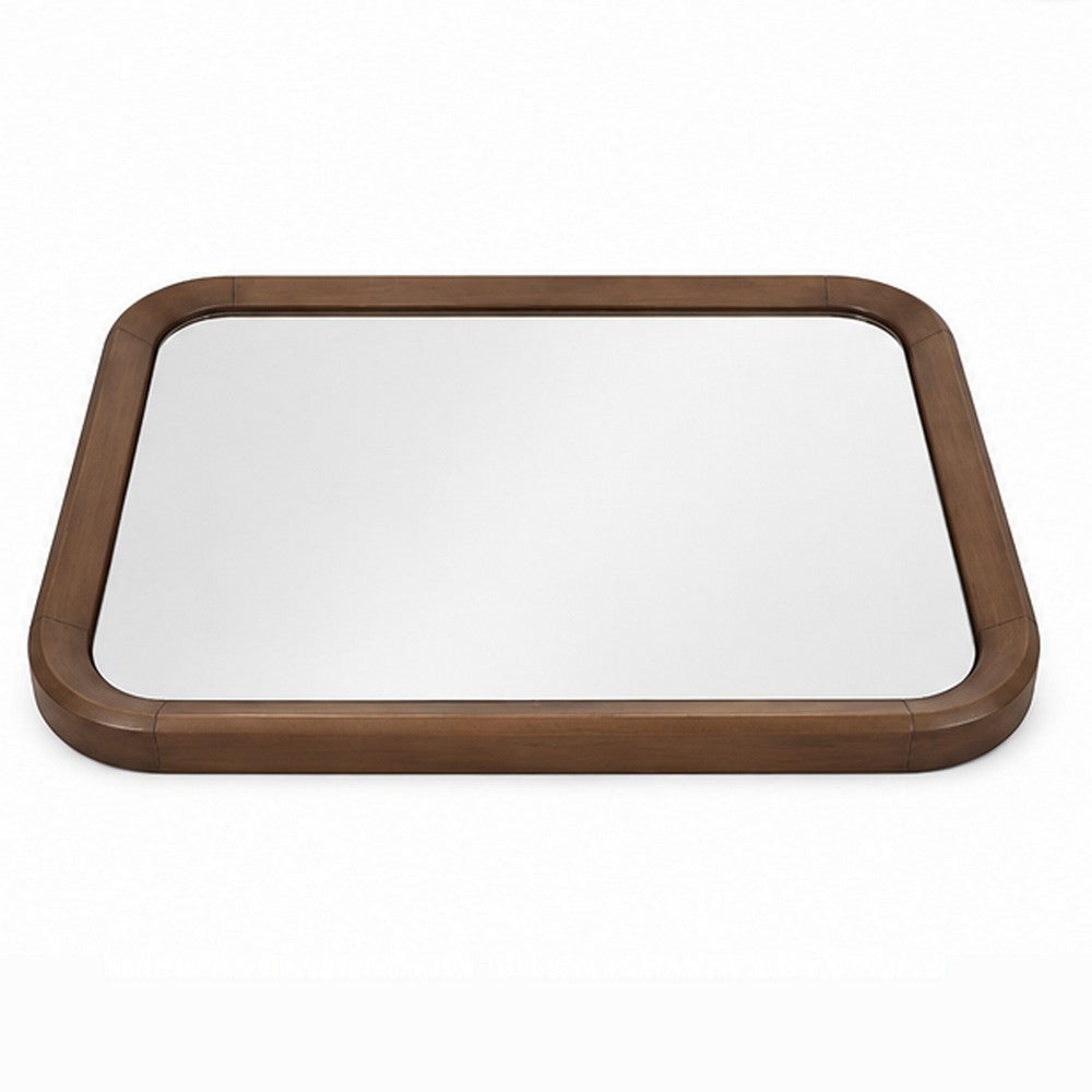 Hima Decorative Wall Accent Mirror | Curved Edges | 31x45 Walnut Brown