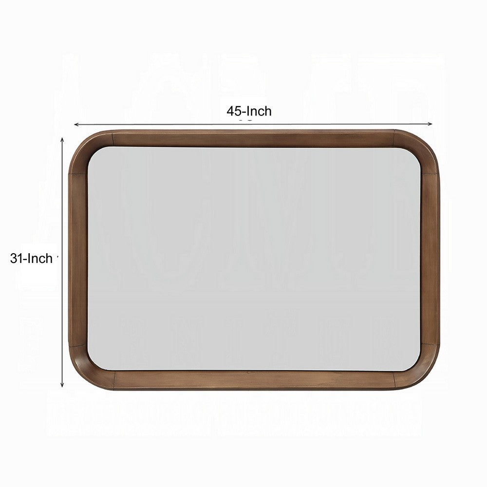 Hima Decorative Wall Accent Mirror | Curved Edges | 31x45 Walnut Brown