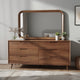 Hima Decorative Wall Accent Mirror | Curved Edges | 31x45 Walnut Brown