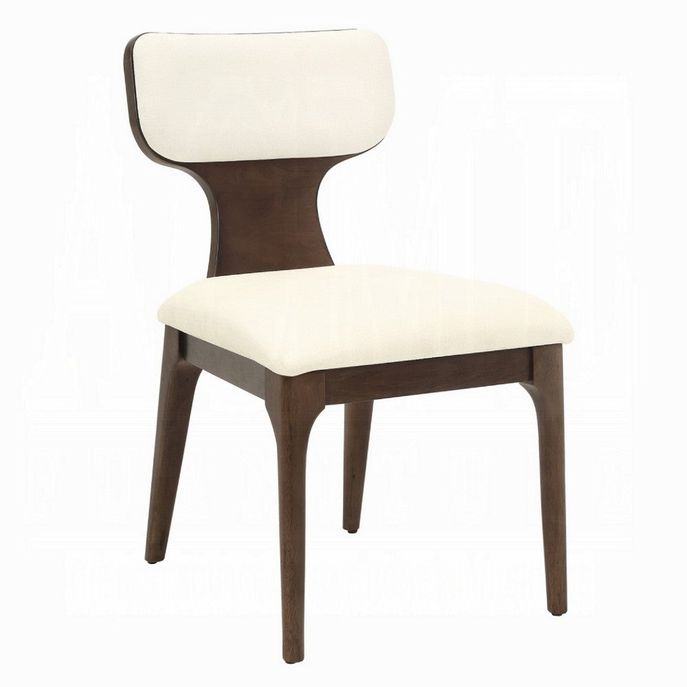Mopa Side Chair Set of 2 | Beige Chenille | Low Back | Oak Brown Wood Frame