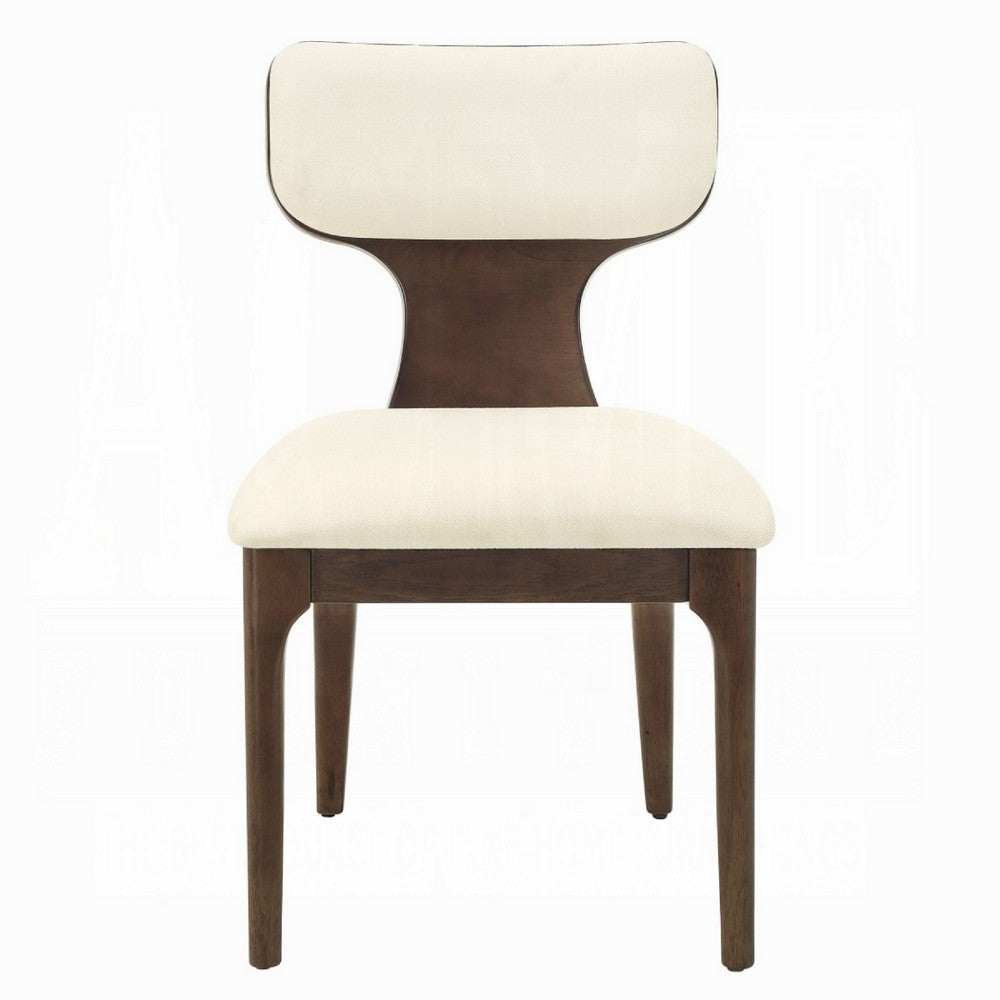 Mopa Side Chair Set of 2 | Beige Chenille | Low Back | Oak Brown Wood Frame