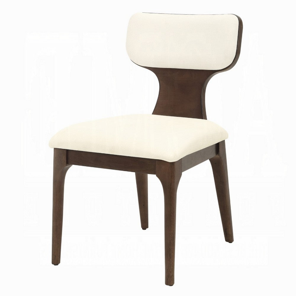 Mopa Side Chair Set of 2 | Beige Chenille | Low Back | Oak Brown Wood Frame