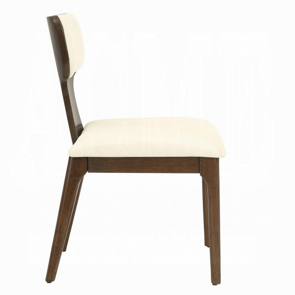 Mopa Side Chair Set of 2 | Beige Chenille | Low Back | Oak Brown Wood Frame