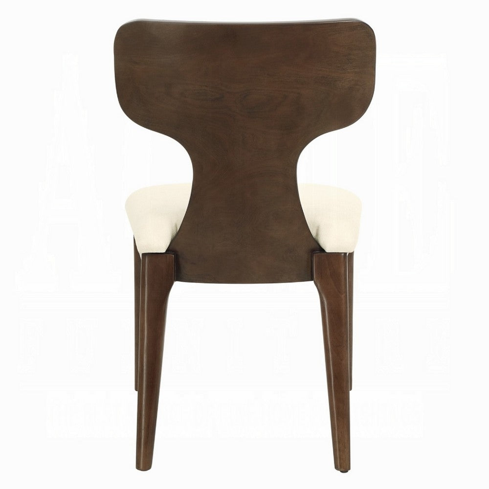Mopa Side Chair Set of 2 | Beige Chenille | Low Back | Oak Brown Wood Frame