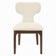 Mopa Side Chair Set of 2 | Beige Chenille | Oak Brown Wood Frame | Low Back