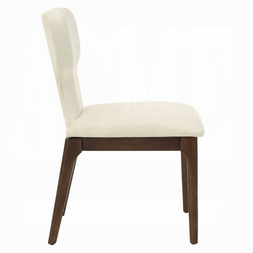 Mopa Side Chair Set of 2 | Beige Chenille | Oak Brown Wood Frame | Low Back