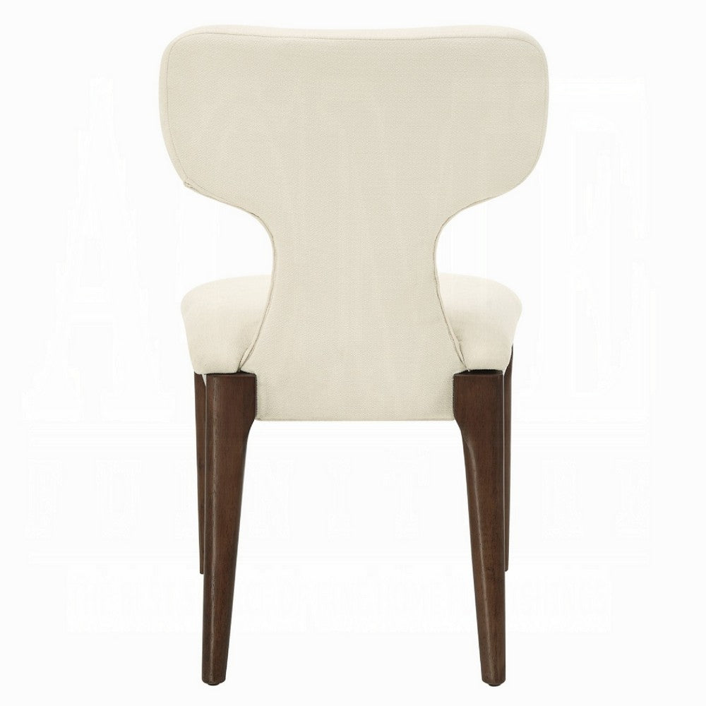 Mopa Side Chair Set of 2 | Beige Chenille | Oak Brown Wood Frame | Low Back