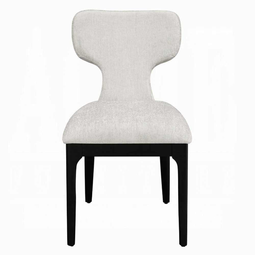 Mopa Side Chair Set of 2 | Gray Chenille | Black Wood Frame | Low Back