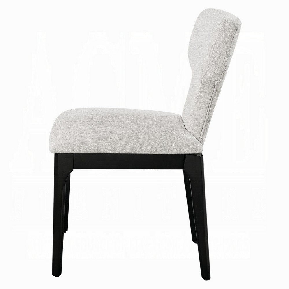 Mopa Side Chair Set of 2 | Gray Chenille | Black Wood Frame | Low Back