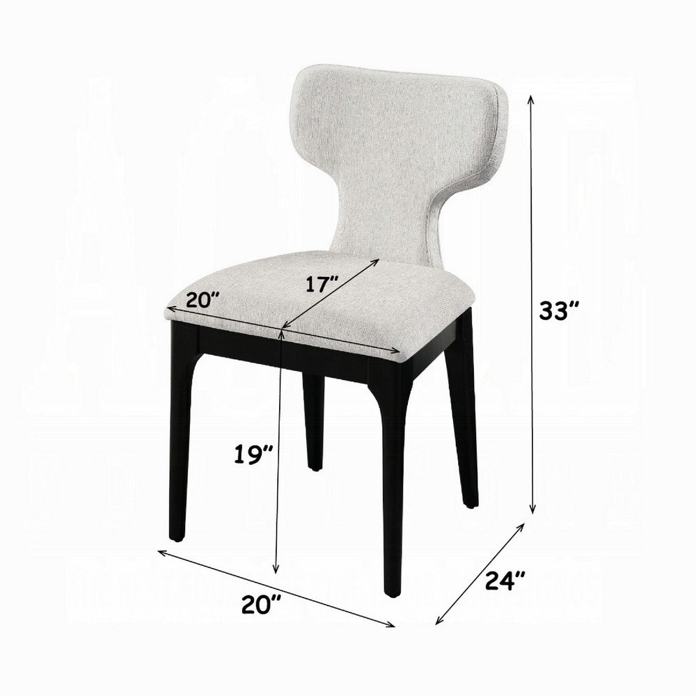 Mopa Side Chair Set of 2 | Gray Chenille | Black Wood Frame | Low Back