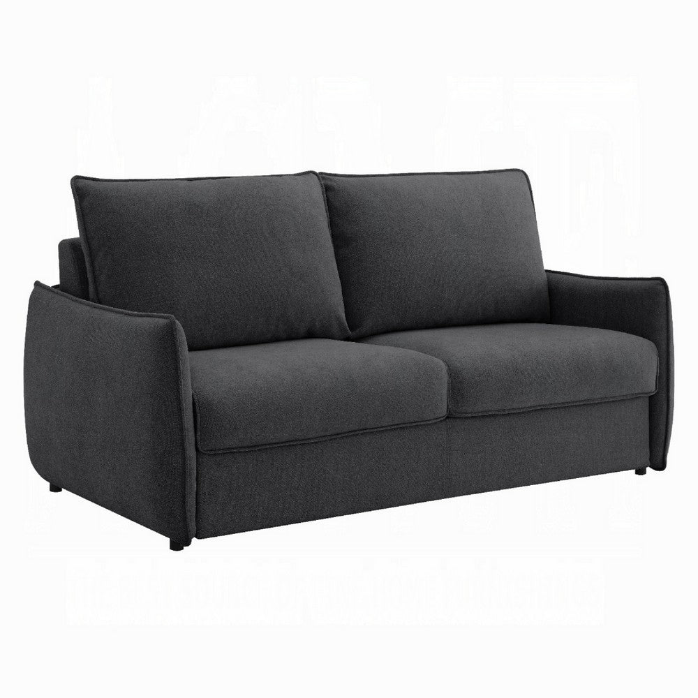 Jona Convertible Sofa with Pullout Queen Bed | Charcoal Gray Chenille | 78"