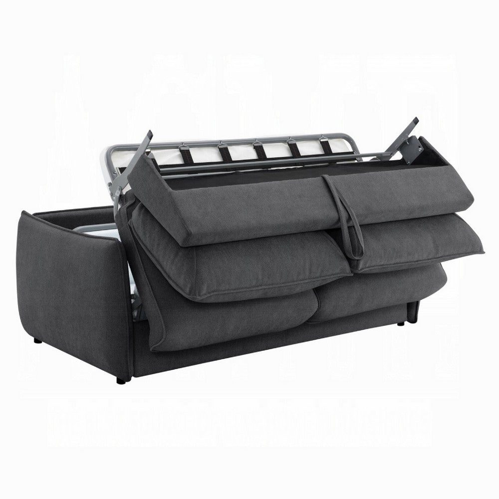 Jona Convertible Sofa with Pullout Queen Bed | Charcoal Gray Chenille | 78"