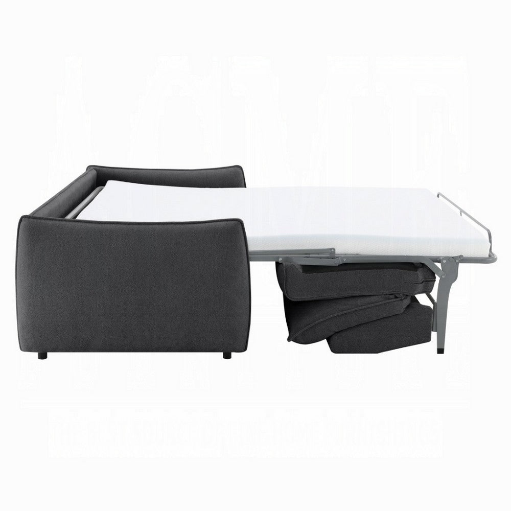 Jona Convertible Sofa with Pullout Queen Bed | Charcoal Gray Chenille | 78"