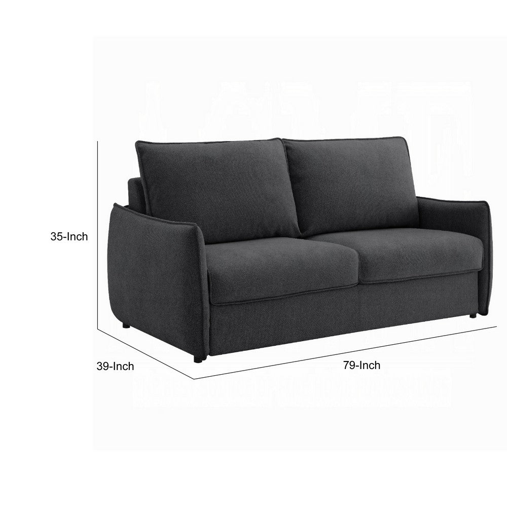 Jona Convertible Sofa with Pullout Queen Bed | Charcoal Gray Chenille | 78"