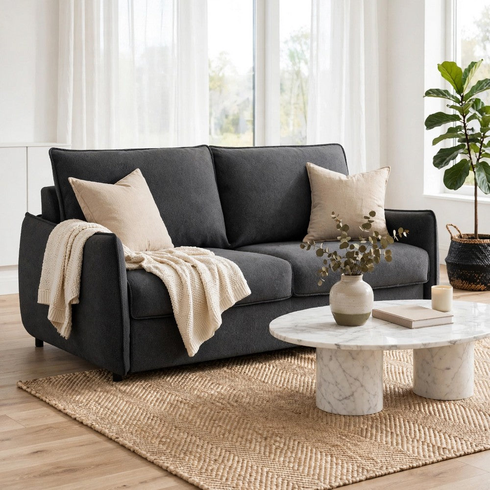Jona Convertible Sofa with Pullout Queen Bed | Charcoal Gray Chenille | 78"