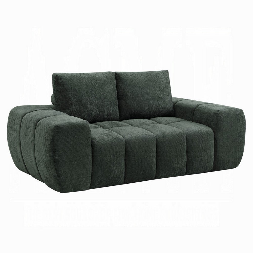 Joe Compressed Sofa | Track Arms | Grid Tufted Green Linen | 76"