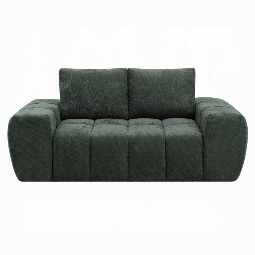 Joe Compressed Sofa | Track Arms | Grid Tufted Green Linen | 76"