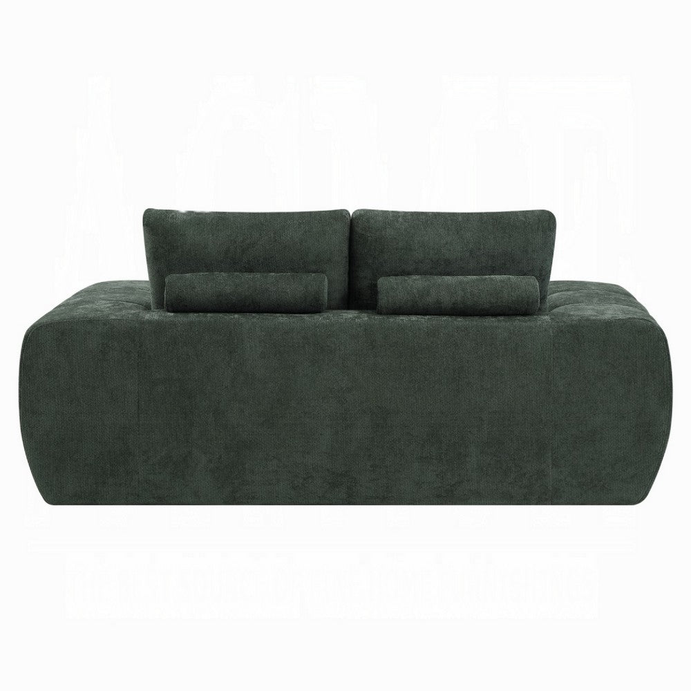 Joe Compressed Sofa | Track Arms | Grid Tufted Green Linen | 76"