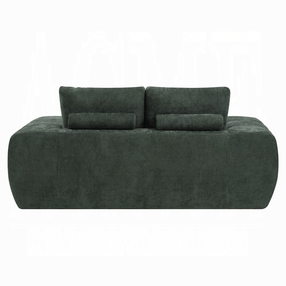 Joe Compressed Sofa | Track Arms | Grid Tufted Green Linen | 76"