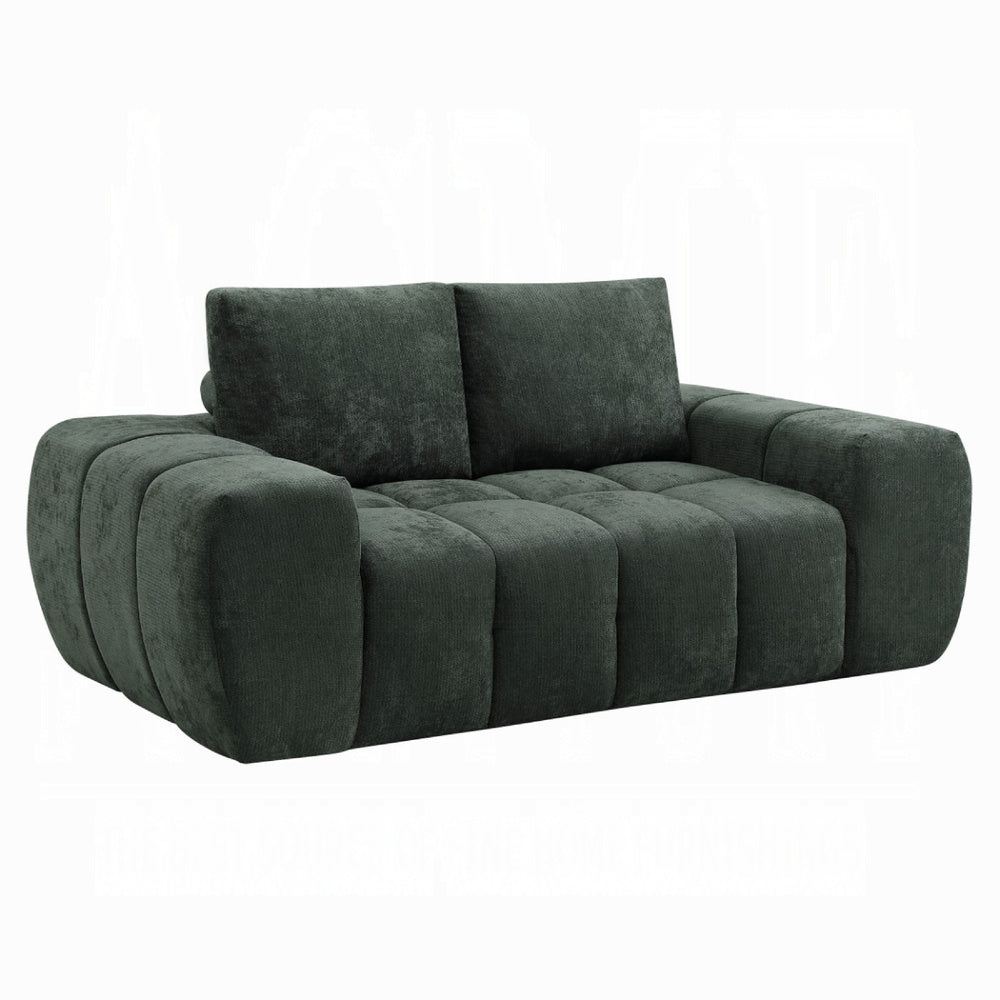 Joe Compressed Sofa | Track Arms | Grid Tufted Green Linen | 76"