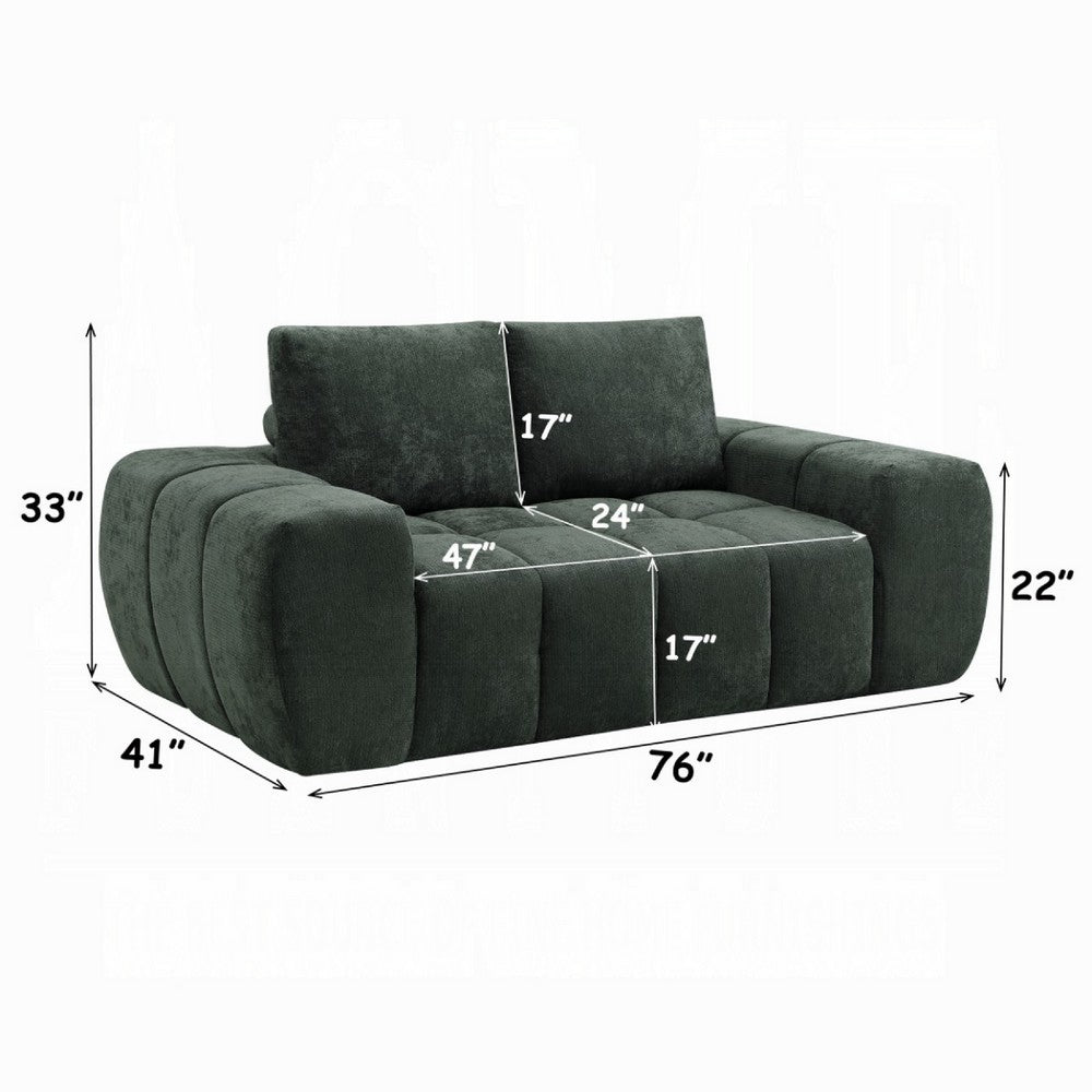 Joe Compressed Sofa | Track Arms | Grid Tufted Green Linen | 76"