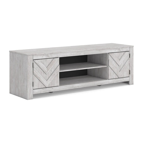 Cany TV Media Console with Firplace Option | 2 Doors | Whitewash | 71"
