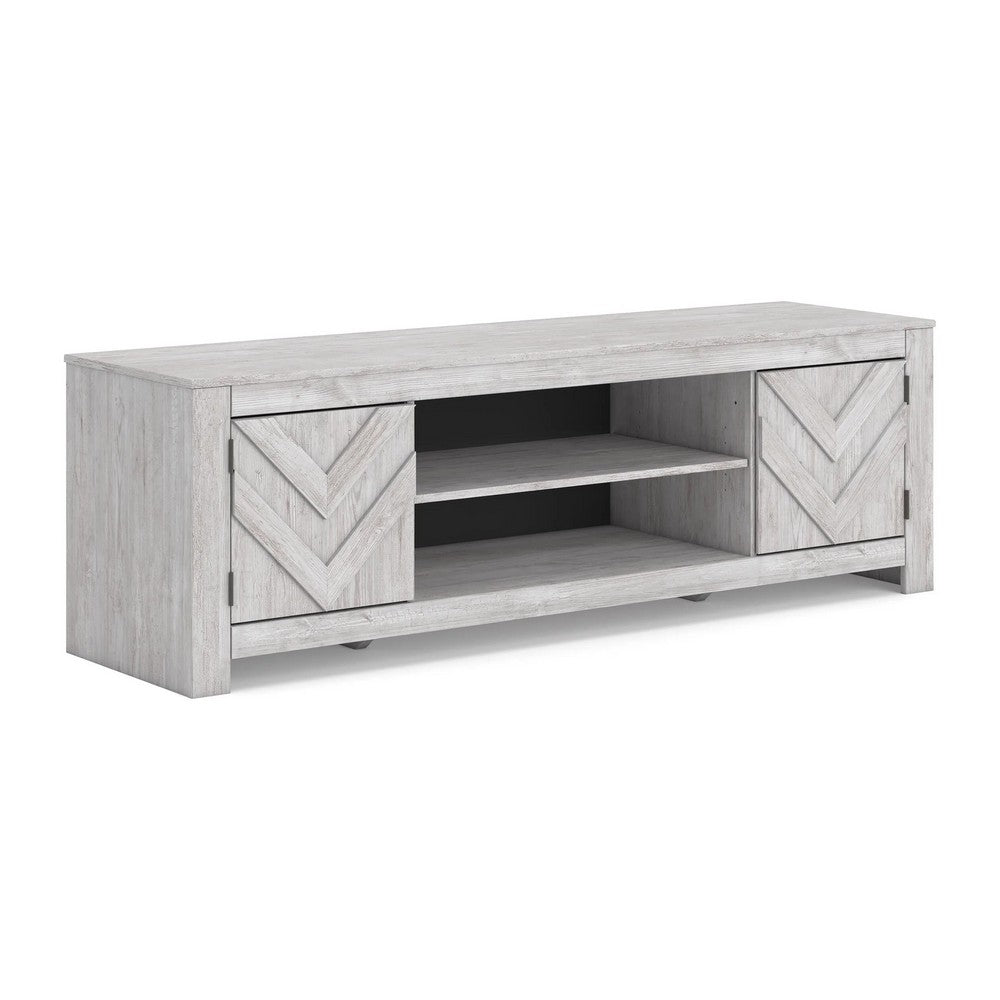 Cany TV Media Console with Firplace Option | 2 Doors | Whitewash | 71"