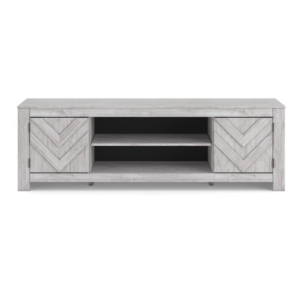 Cany TV Media Console with Firplace Option | 2 Doors | Whitewash | 71"