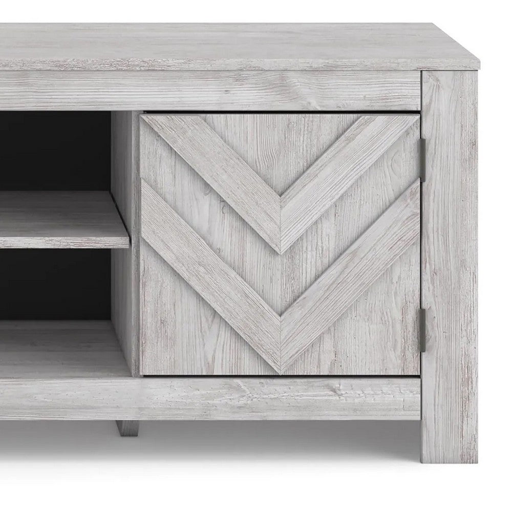 Cany TV Media Console with Firplace Option | 2 Doors | Whitewash | 71"