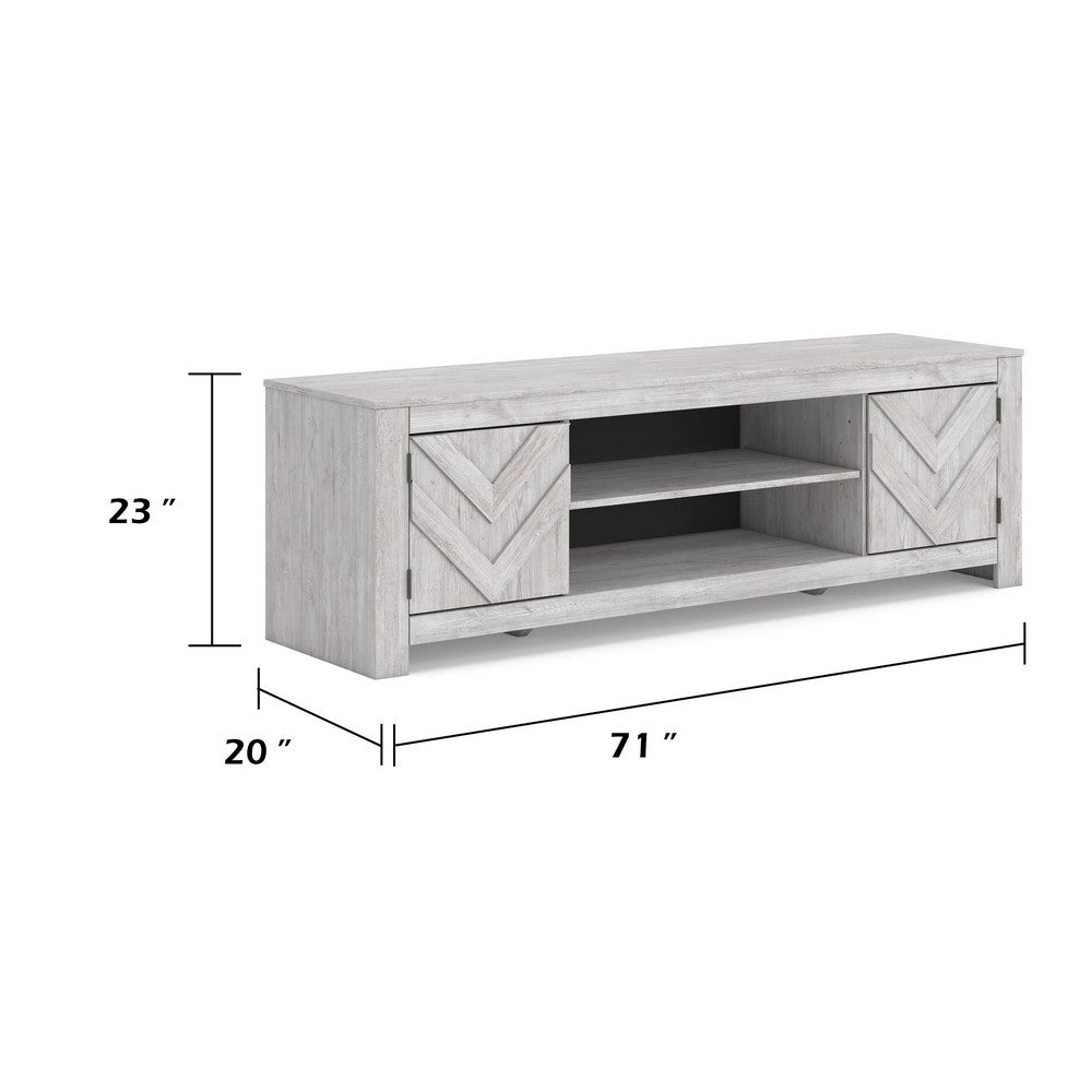 Cany TV Media Console with Firplace Option | 2 Doors | Whitewash | 71"