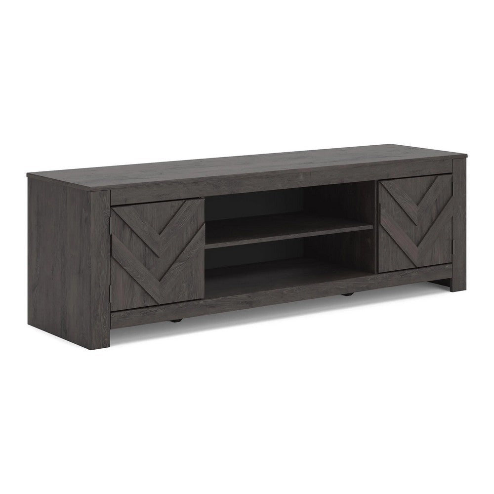 Cany TV Media Console with Firplace Option | 2 Doors | Black | 71"