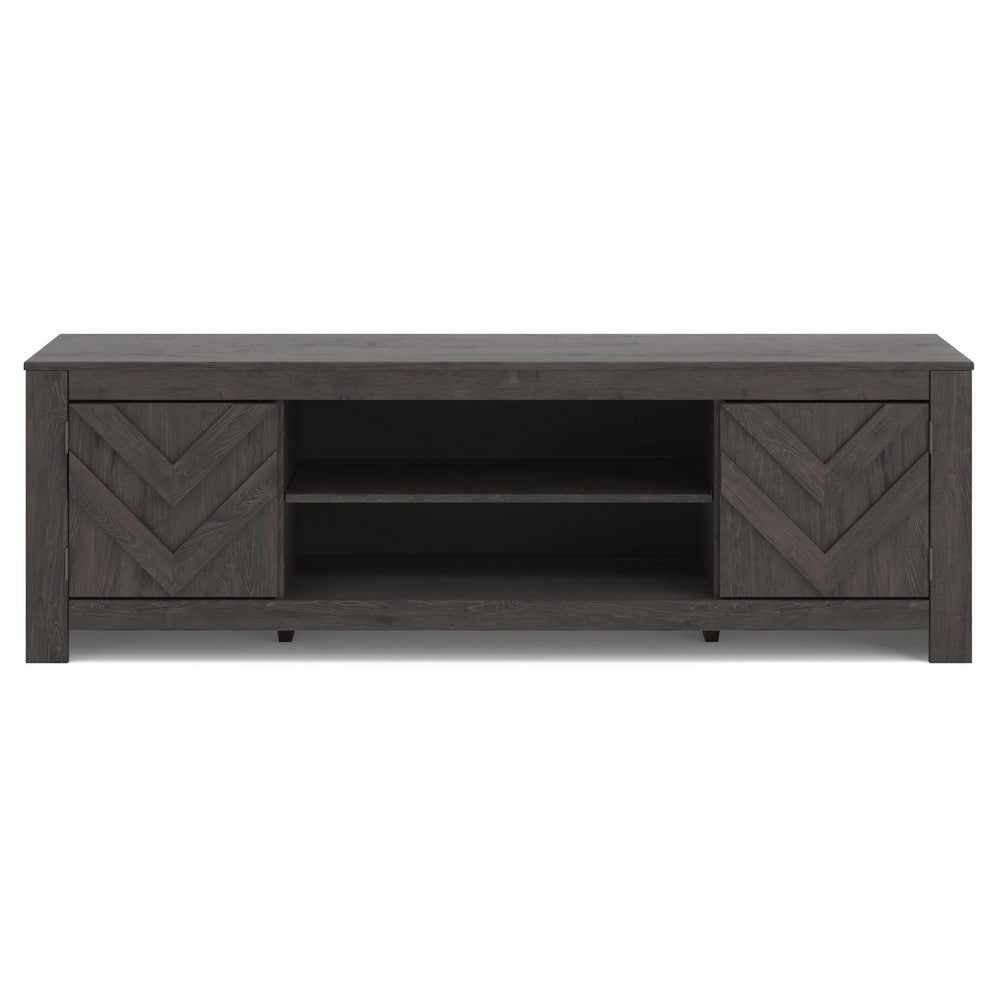 Cany TV Media Console with Firplace Option | 2 Doors | Black | 71"