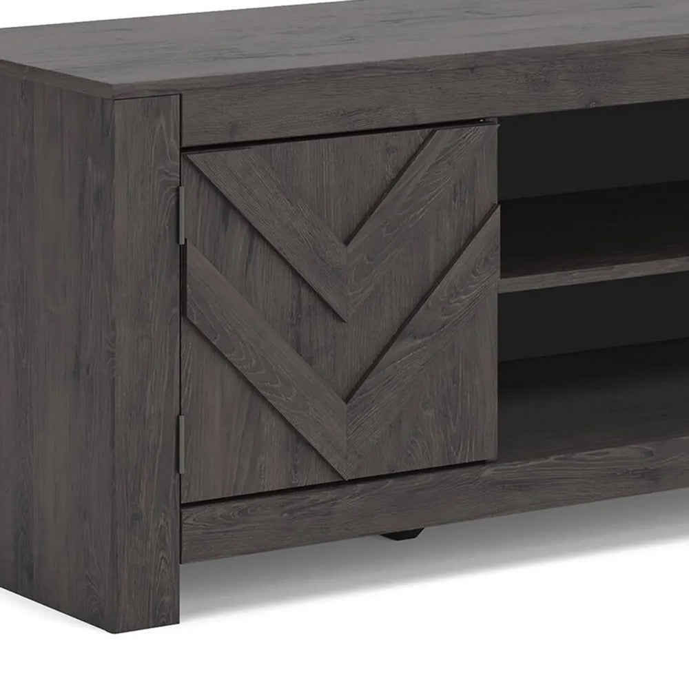 Cany TV Media Console with Firplace Option | 2 Doors | Black | 71"