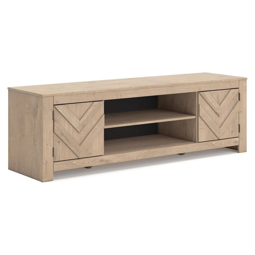 Cany TV Media Console with Firplace Option | 2 Doors | Tan Brown | 71"